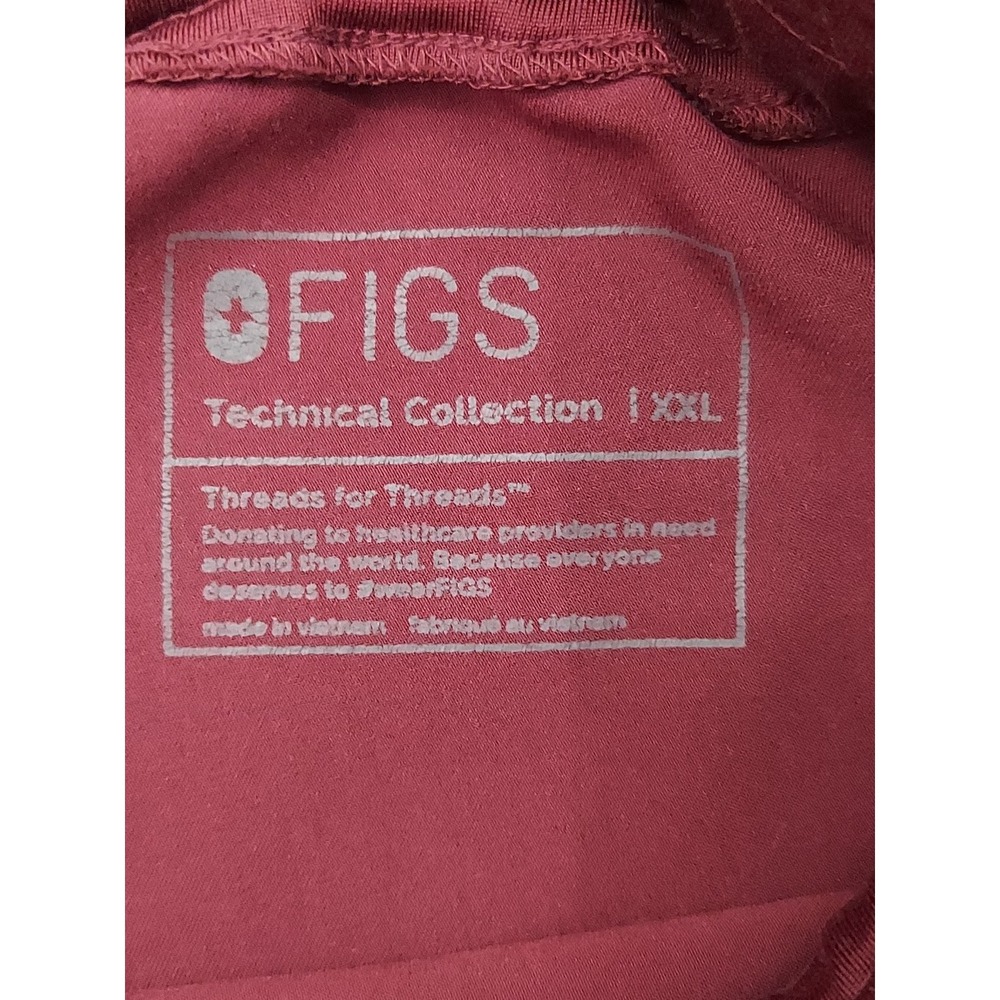 FIGS Scrub Pants Joggers Womens 2XL Burgundy Drawstring Technical Collection - Picture 3 of 12